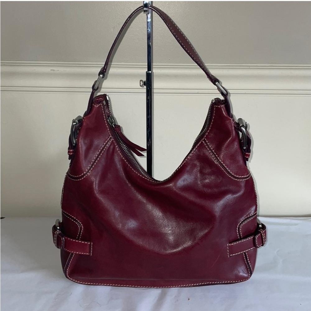 MICHAEL KORS  Burgundy Leather Hobo Bag